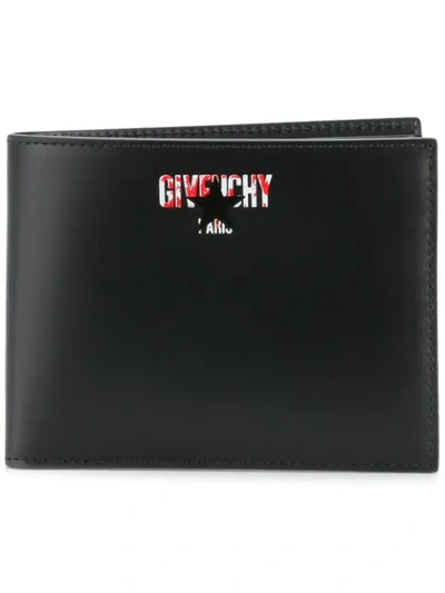 Givenchy Iris Logo Print Leather Classic Wallet In Nero Rosso