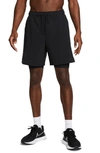 Nike Dri-fit Unlimited Woven 7in 2 In 1 Shorts In Black In Black/black/black