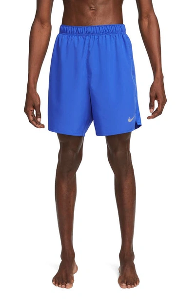 Nike Men's Challenger Dri-fit 7" Unlined Running Shorts In Royal/ Reflective Silver