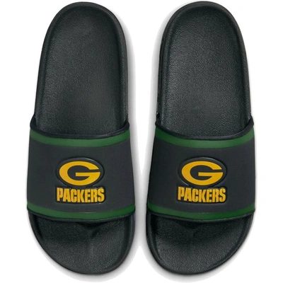 Nike Green Bay Packers Off-court Wordmark Slide Sandals In Grey