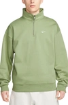 Nike Solo Swoosh Oversize Quarter Zip Sweatshirt In Green