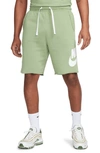 Nike Club Alumni Sweat Shorts In Oil Green/white