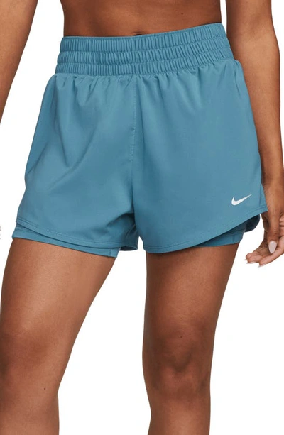 Nike Women's One Dri-fit High-waisted 3" 2-in-1 Shorts In Noise Aqua