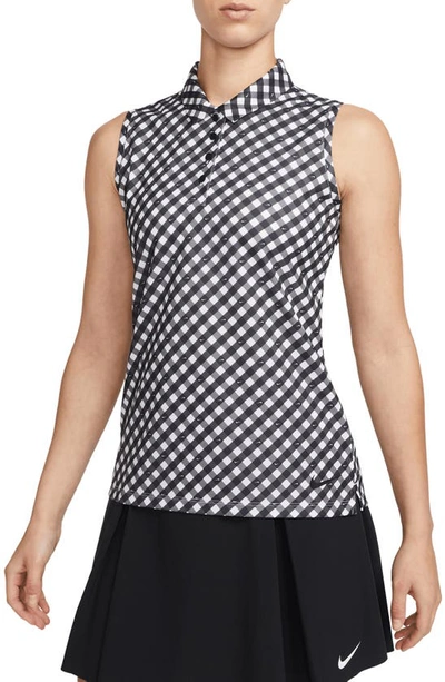 Nike Women's Dri-fit Victory Sleeveless Printed Polo In Black