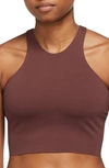 Nike Women's  Yoga Dri-fit Luxe Shelf-bra Cropped Tank Top In Brown