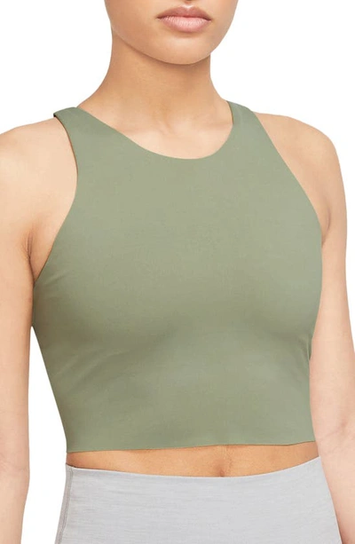 Nike Women's  Yoga Dri-fit Luxe Shelf-bra Cropped Tank Top In Green