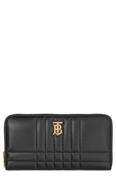 Burberry Lola Quilted Leather Wallet In Black / Light Gold
