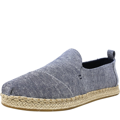 Toms Women's Deconstructed Alpargata Rope Chambray Navy Ankle-high Fabric Slip-on Shoes In Blue