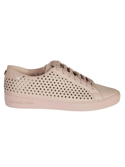 Michael Kors Irving Pink Leather Sneaker With Micro Stars In Soft Pink