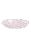 Hay Spin Saucer In Clear With Pink Stripes