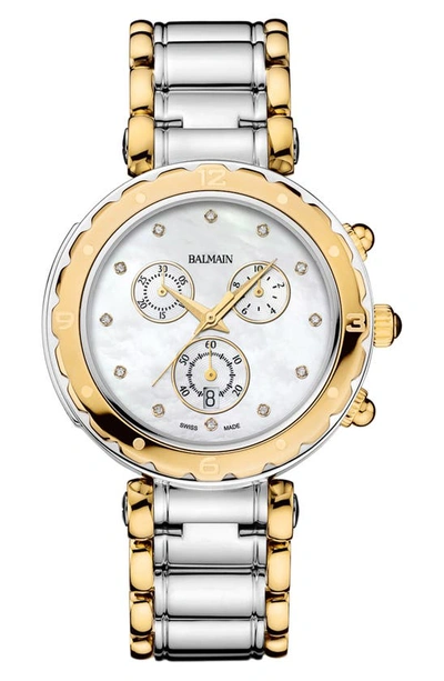 Balmain Ia Diamond Chronograph Bracelet Watch, 31mm In Stainless Steel