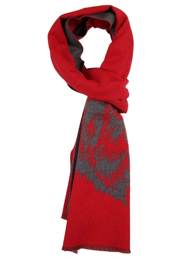 Gucci Men's Wool Scarf Wolf In Red