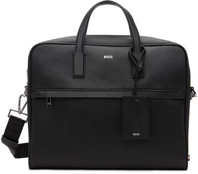 Hugo Boss Structured Document Case With Logo Lettering In Black 001