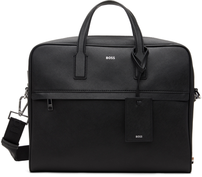 Hugo Boss Structured Document Case With Logo Lettering In Black