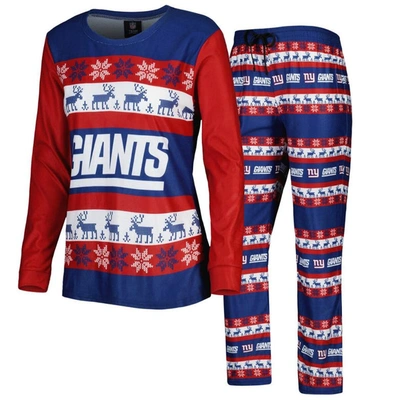 Foco Royal New York Giants Holiday Ugly Pyjama Set