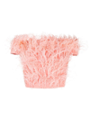 Cult Gaia Sosha Off The Shoulder Feather Silk Top In Azalea