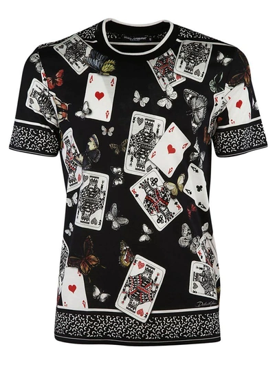 Dolce & Gabbana Printed Cotton T-shirt In Black