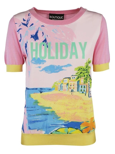 Moschino Boutique  Holiday Print T-shirt In Multicolored