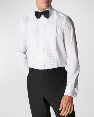Eton Men's Contemporary Fit Pique Formal Shirt With Swarovski Crystals In White