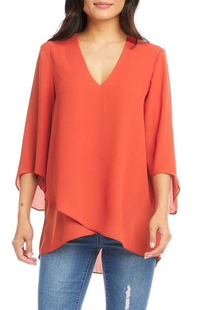 Karen Kane Asymmetric High/low Top In Coral