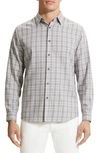 Theory Irving Cotton Flannel Check Standard Fit Button Down Shirt In Grey
