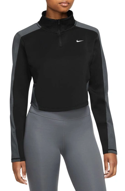 Nike Women's Dri-fit Long-sleeve 1/4-zip Training Top In Black,black