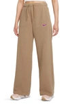 Nike Sportswear Plush Wide Leg Pants In Brown