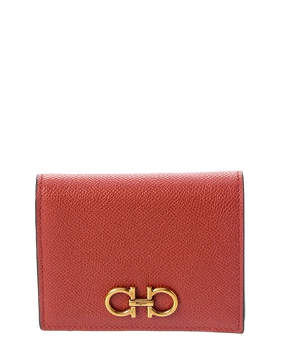 Salvatore Ferragamo Gancini Compact Wallet In Red