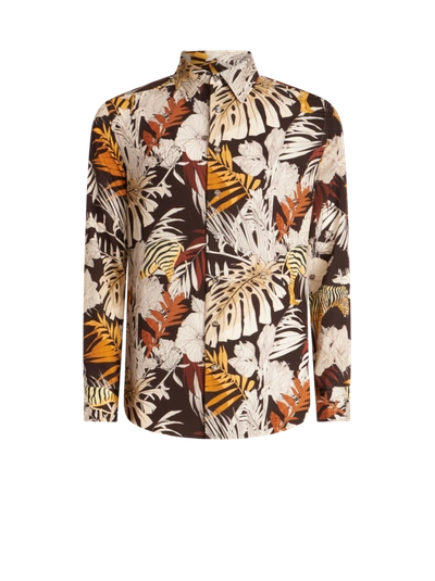 Etro Printed Cotton Shirt In Brown