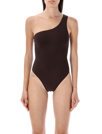 Lido Ventinove One-shoulder Swimsuit In Brown
