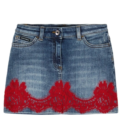 Dolce & Gabbana Kids' Denim Skirt In Blue