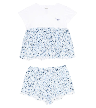 Il Gufo Baby Cotton Dress And Shorts In Blue