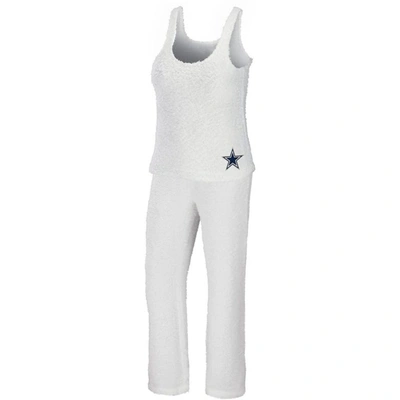 Wear By Erin Andrews Women's  Cream Dallas Cowboys Cozy Scoop Neck Tank Top And Pants Sleep Set