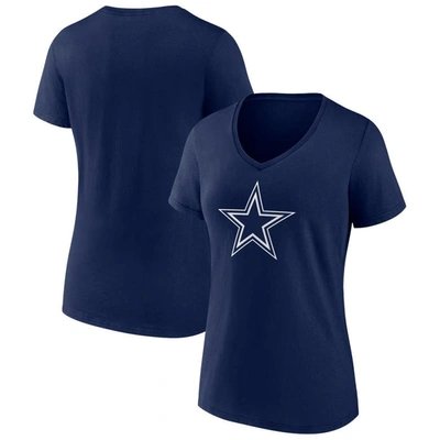 Fanatics Branded Navy Dallas Cowboys Icon Primary Team Logo V-neck T-shirt