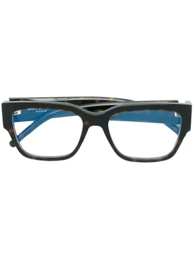 Saint Laurent Squared Frame Glasses In Brown