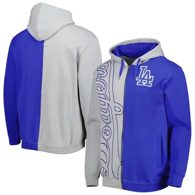 Mitchell & Ness Men's  Royal And White Los Angeles Dodgers Fleece Full-zip Hoodie In Royal,white