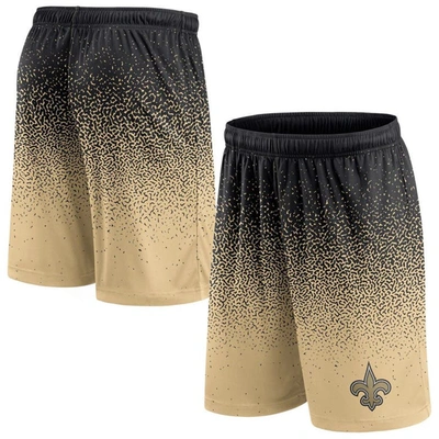 Fanatics Branded Black/gold New Orleans Saints Ombre Shorts In Black,gold