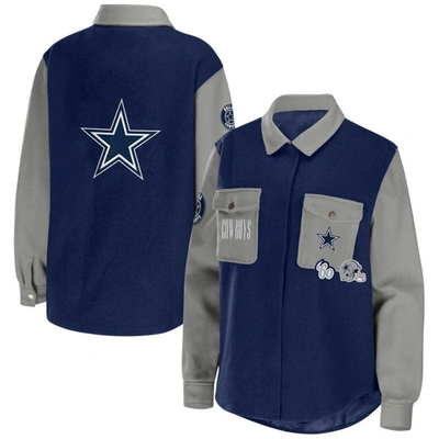 Wear By Erin Andrews Navy Dallas Cowboys Button-up Shirt Jacket