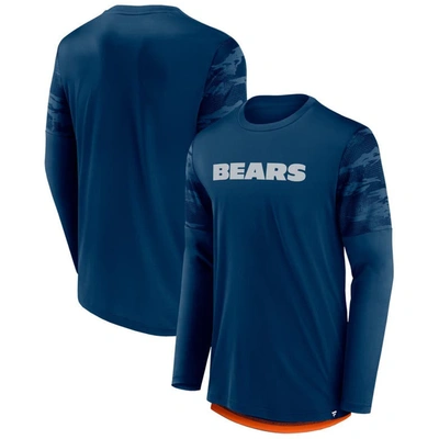 Fanatics Branded Navy/orange Chicago Bears Square Off Long Sleeve T-shirt In Navy,orange