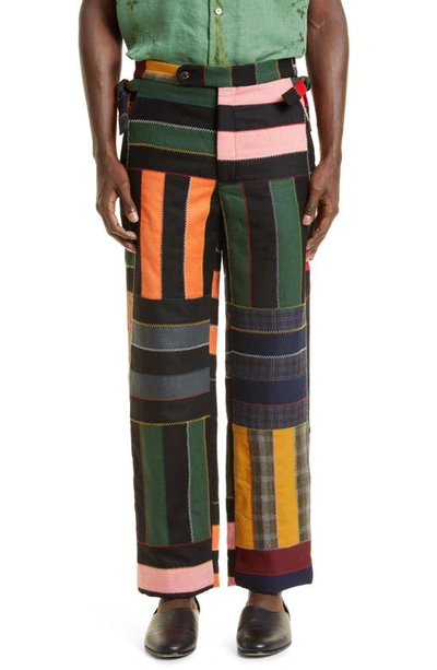 Bode 5-bar Quilted Wool Pants In Multi