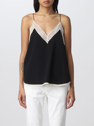 Zadig & Voltaire Christy Lace-trim Camisole Top In Black
