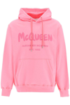 Alexander Mcqueen Logo Printed Drawstring Hoodie In Pink