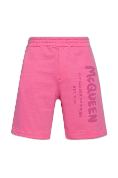 Alexander Mcqueen Logo Printed Shorts In Pink