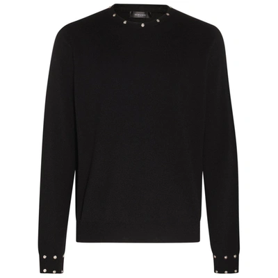 Versace Embellished Crewneck Sweater In Black