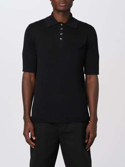 Bottega Veneta Short Sleeved Polo Shirt In Black