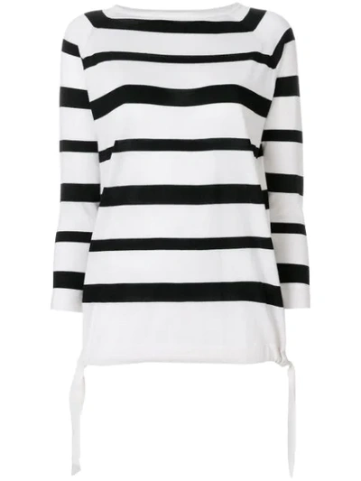Moncler Striped Boat Neck Sweater In White