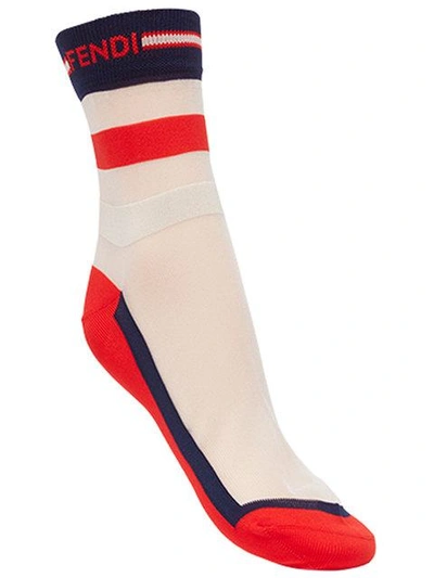 Fendi Striped-knit Nylon Socks In White