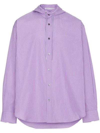 Johnlawrencesullivan John Lawrence Sullivan Oversized Stripe Hooded Shirt - Pink In Pink & Purple