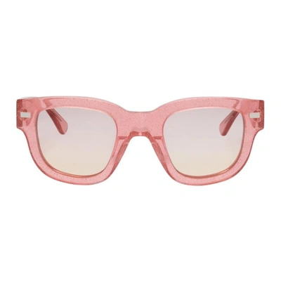 Acne Studios Pink Glitter Frame Acetate Sunglasses