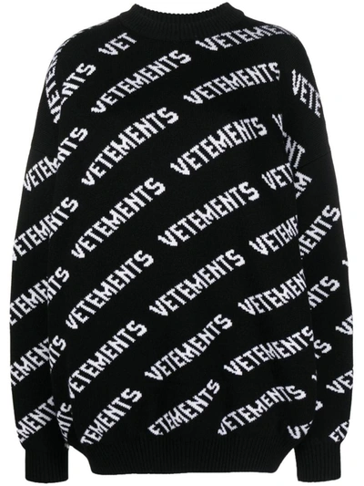 Vetements Logo-print Long-sleeve Jumper In Black
